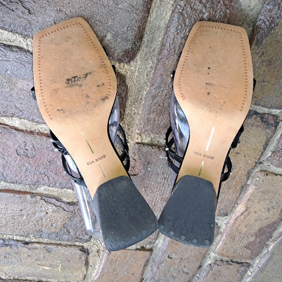 Dolce Vita Black Strappy Heels with Silver Accents B1 - Picture 5 of 10